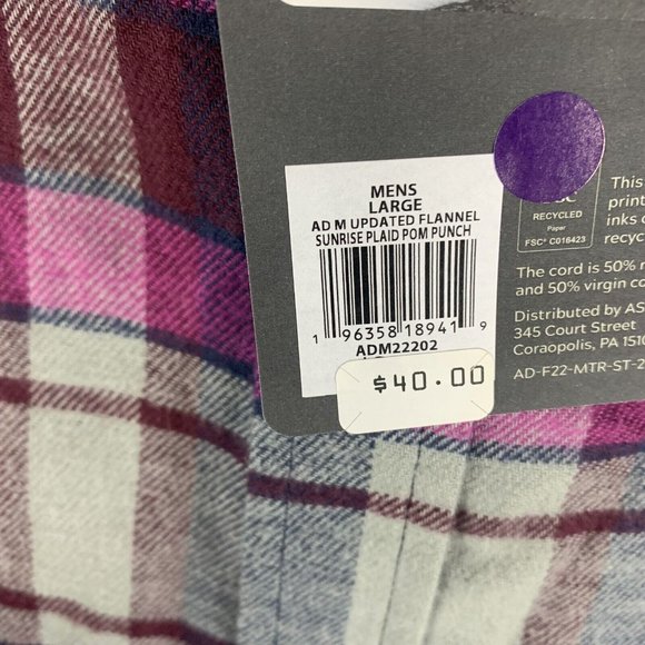 Alpine Design Shirt Men's Large Purple Plaid Cotton Flannel Button-Up 7016‎ - Picture 3 of 8